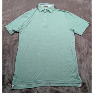 Tasc Performance Polo Shirt Mens Small Green Geometric Tile Short Sleeve Golf